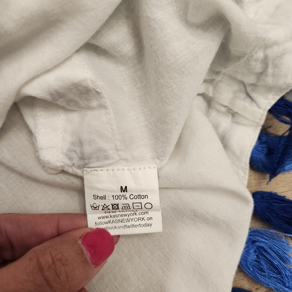 ⚪️ KAS Designs Embroidered Blouse with Tassels Size M - Picture 14 of 16